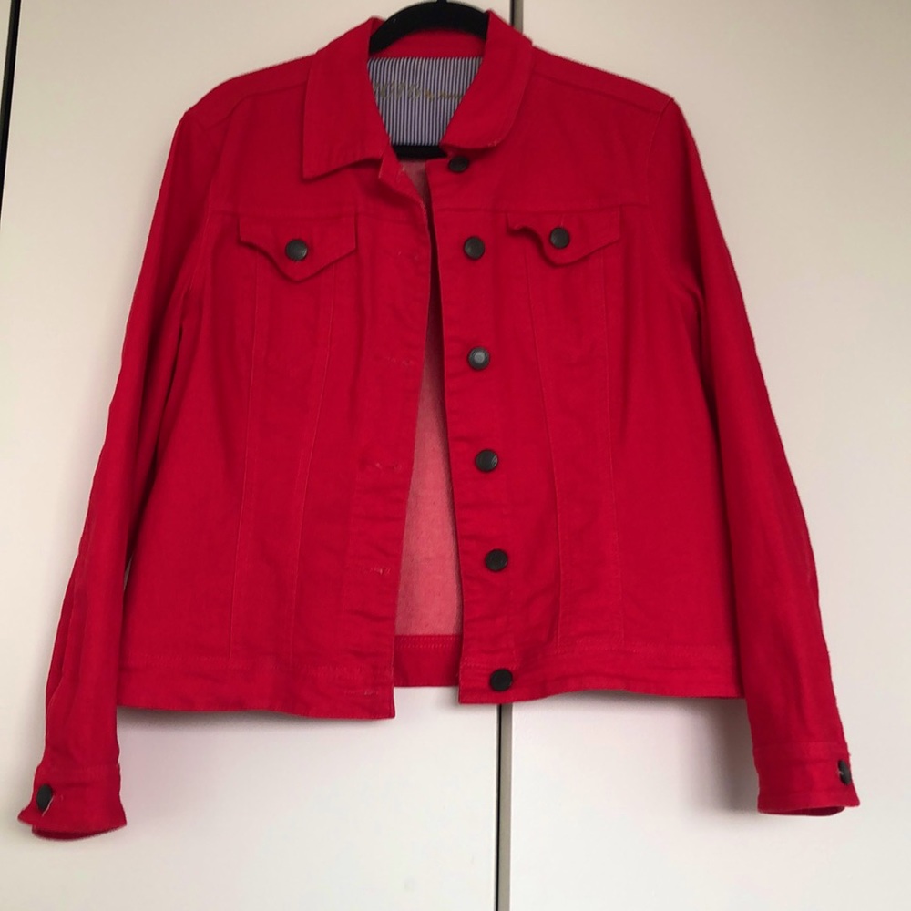 Oversized Red Denim Jacket by Parasuco - XL